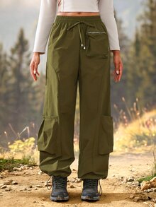 Exploreva Women's Outdoor Sports Hiking Cargo Pants - Army Green - View 8