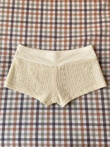 SHEIN Swim Women's Summer/Fall Lace Elegant Bikini Bottoms(No Bikini Top) Beach Vacation Party Beige Cute Tropical Going Out - Multicolor - View 3