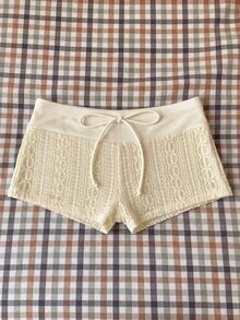 SHEIN Swim Women's Summer/Fall Lace Elegant Bikini Bottoms(No Bikini Top) Beach Vacation Party Beige Cute Tropical Going Out - Multicolor - View 2