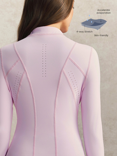 Activina Women's Solid Color Half-Zip Long Sleeve Equestrian Top All Seasons Fashion Casual Training Sport Leisure Pink Breathable Elegant Outdoor Daily Wear