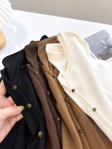 SHEIN Unity 女款秋季 4 件組亨利領長袖保暖內搭上衣 柔軟保暖底層 米色 棕色 黑色 - 彩色 - 查看 4