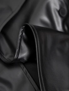 Maija Women's PU Material Button Long Sleeve Lapel Jacket, Going Out Night Outfits, Work, Fall Halloween Black Streetwear Kidcore Casual Sexy - Black - View 7