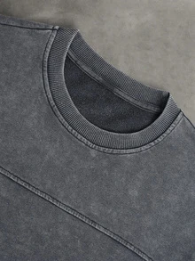 SLATEMANN Men's Casual Washed Pullover Sweatshirt, Autumn - Dark Grey - View 4