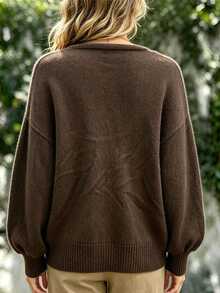 LUMIGAL Women's Autumn/Winter Casual Floral Embroidered Sweater - Beige - View 2