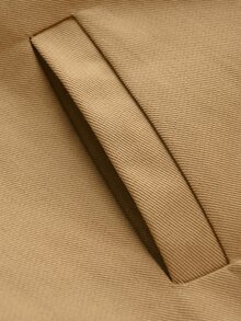 Linhara Jaket Trench Coat Wanita Ukuran Besar untuk Musim Gugur, Minimalis, Kerah Longgar, Bahu Jatuh, Saku, Bagian Depan Terbuka, Nyaman untuk Sehari-hari, Serbaguna - Khaki - View 3