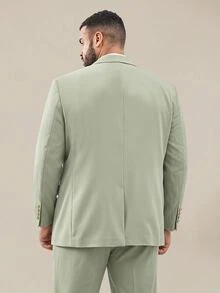 EASEVO Plus Size Men's Solid Color Long Sleeve Jacket And Pants Casual Suit Set - Green - View 3
