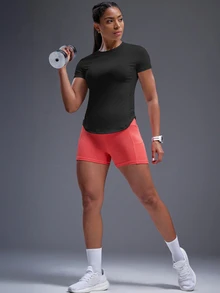 Powerista Breathable Softness Sports Activewear Top Tee Compression Shirt Gym Women Shirts(For Workout) - Black - View 8