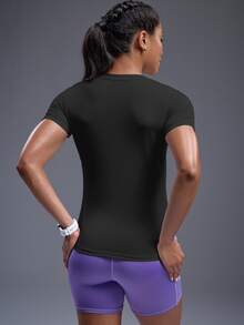 Powerista Breathable Softness Sports Activewear Top Tee Compression Shirt Gym Women Shirts(For Workout) - Black - View 4
