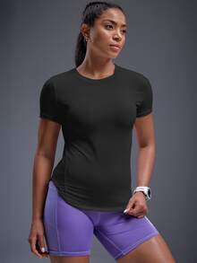 Powerista Breathable Softness Sports Activewear Top Tee Compression Shirt Gym Women Shirts(For Workout) - Black - View 7