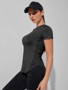Powerista Breathable Softness Sports Activewear Top Tee Compression Shirt Gym Women Shirts(For Workout) - Black - View 9