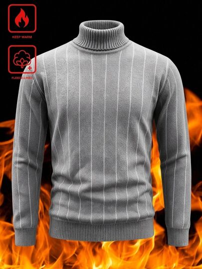 Calvornis Męski casualowy uniwersalny sweter w paski z golfem i długim rękawem, sweter z golfem odpowiedni na letnie wyjścia, styl unisex Essent, strój dla par