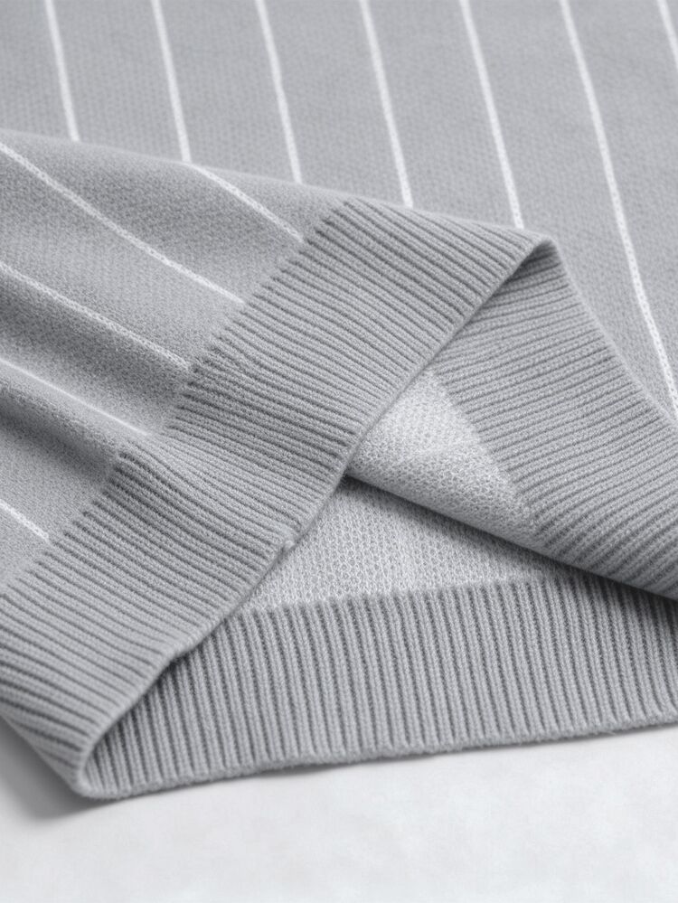 Manfinity Mode Men's Striped Turtleneck Long Sleeve Casual Versatile Sweater,Turtleneck Sweater Suitable For Summer Outings, Essent Unisex Style, Couple Outfit, - Grey - View 6