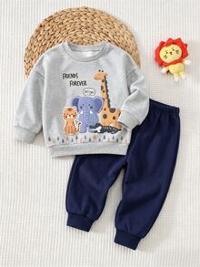 Kids Kids Kids Infant Round Neck Casual Comfortable Set Autumn Baby - White - View 4