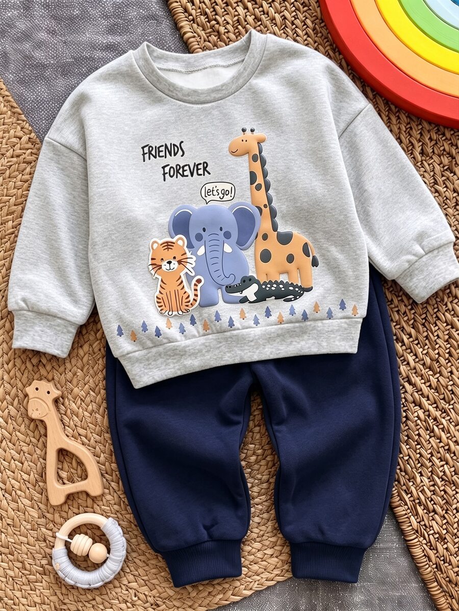 Kids Kids Kids Infant Round Neck Casual Comfortable Set Autumn Baby - White - View 1
