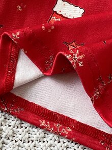 SHEIN 女嬰 4 件組聖誕秋/冬貼身長袖睡衣褲套裝，卡通紅鹿印花 - 彩色 - 查看 6