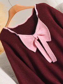 CosyJoli Plus Size Sweaters Formal Office Burgundy Autumn Casual Soft Form Winter - Multicolor - View 5
