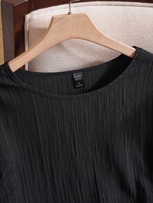 Rusticease Plus Size Blouse Leaf Hem Short Sleeves Simple Fashion Casual Everyday Vacation Western Wear Women Summer For Women Beach Ruffle - Black - View 6