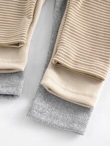 SHEIN Vintaside Kids 3pcs Spring/Autumn Simple Casual Baby/Toddler Boys Bottoms Ribbed Pants Versatile 3-Piece Set - Multicolor - View 5