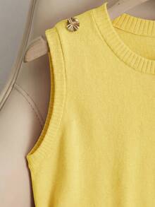 Franclia Women's Casual Solid Color Tank Top, Summer - Yellow - View 5