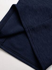 SHEIN Teen Girl Teen Girls Knit Navy Blue Drawstring Casual Long Pants - Navy Blue - View 3