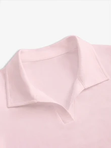 Franclia Women's Casual Solid Color Short Sleeve T-Shirt, Versatile For Summer - Baby Pink - View 4
