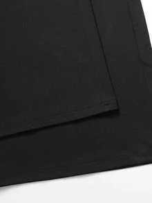 SHEIN 青少年女孩休閒日常街頭風黑色直筒褲基礎款2件套 - 黑色 - 查看 3