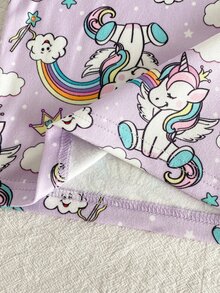 SHEIN Snug Fit Pajamas For Baby Girls, Autumn Set With Fun Unicorn Cartoon Pattern Design, Soft Comfortable Skin-Friendly Fabric, Nursery Night Purple Cute - Purple - View 4