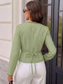 Serisse Women's Plaid Casual Versatile Daily Wear Shirt - Green - View 2