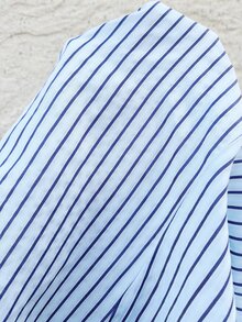 Easura Plus Size Women's Striped Button-Down Long Sleeve Casual Shirt Fall - Multicolor - View 9