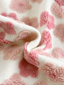SHEIN Vintaside Kids 1件幼童女款衛衣套頭衫，甜美粉色與白色3D毛絨花朵設計，插肩袖圓領，加厚款，適合派對、秋季、聖誕節、假期與冬季，羅紋下擺 - 粉色 - 查看 5