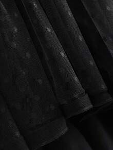 BELROSIE Dobby Mesh Self-Tie Ruffled Halter Dress - Black - View 4