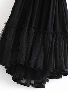 BELROSIE Dobby Mesh Self-Tie Ruffled Halter Dress - Black - View 5