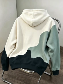 Daypath Men's Geometric Color Block Print Hoodie, 100% Cotton - Multicolor - View 2