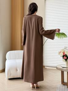 Al Najma Spring/Summer Elegant Elegant Fashion Versatile Slimming Lace 2 In 1 Women's Dress - Coffee Brown - View 8