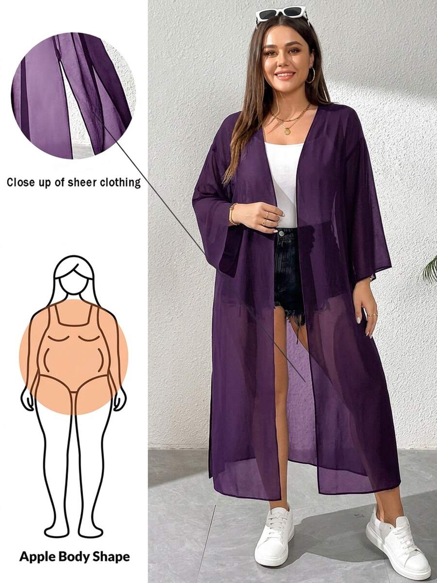 Shapeblank Mantel Pantai Wanita Ukuran Besar untuk Musim Panas dan Gugur, Pakaian Kasual untuk Liburan, Konser, dan Kantor