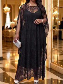 Fleurora 2PCS Plus Size Co-Ords Fall - Black - View 1