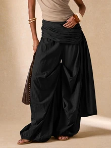 SHEIN BAE Women's Fashion Oversized Wide-Leg Pants - Black - View 8