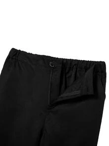 SHEIN 青少年男孩紳士西裝，夏季寬鬆正式套裝西裝外套、修身背心、西裝長褲、領結口袋巾，婚禮派對全黑款 - 黑色 - 查看 8