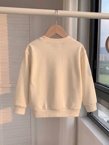 1 Pc Baby Boys Casual Pullover Sweatshirt, Printed With Classic Cute Zoo Sightseeing Bus Pattern, Suitable For Autumn/Winter With Thermal Lined - Multicolor - View 3