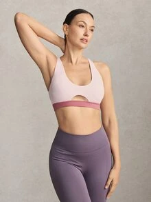 Activina 女款拼色無縫運動內衣 日常穿著 優雅端莊休閒時尚 腮紅粉 外出運動 戶外休閒 健身房健身瑜伽 秋季 - 粉色 - 查看 2