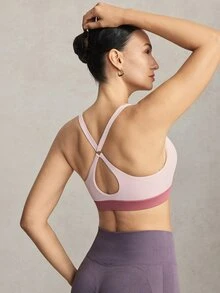 Activina 女款拼色無縫運動內衣 日常穿著 優雅端莊休閒時尚 腮紅粉 外出運動 戶外休閒 健身房健身瑜伽 秋季 - 粉色 - 查看 4