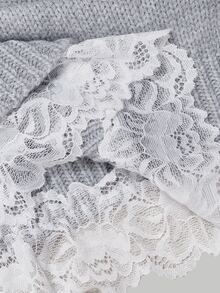 SHEIN MOD Grey Knit Vest With Lace Patchwork And Bow Everyday School Autumn Preppy Cute - Grey - View 10