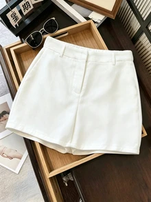 SHEIN LUNE 女款春夏Y2K白色迷你超短褲、女款低腰迷你裙褲 - 白色 - 查看 3