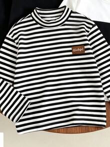 1 RANDOM PCS,Young Boys Striped High Neck Long Sleeve Top Casual Turtleneck T-Shirt,Fall And Winter - Multicolor - View 6