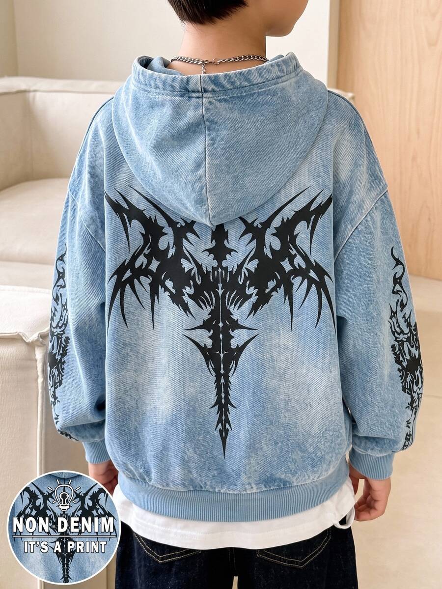 Boys' Sports Graphic Casual Graphic Crew Neck Long Sleeve Full Print Sweatshirt, Thermal Lined, Autumn/Winter School Club School Blue - Multicolor - View 1