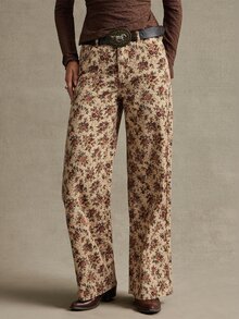 WESTFADE Low Rise Brown Floral Print Wide Leg Jeans, Fall, Autumn Clothes, Winter Outfit, Cowgirl, Western, Country Concert, Boho, Cute, Festival, Thanksgiving - Multicolor - View 1