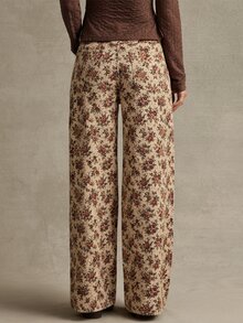 WESTFADE Low Rise Brown Floral Print Wide Leg Jeans, Fall, Autumn Clothes, Winter Outfit, Cowgirl, Western, Country Concert, Boho, Cute, Festival, Thanksgiving - Multicolor - View 4