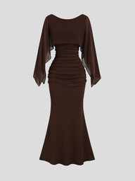 Sweetra Vestido de mujer estilo Old Money elegante francés para primavera, verano, otoño e invierno, diseño de chal de punto y tejido patchwork, ajuste ceñido ajustado con cola de sirena, para fiesta de cumpleaños