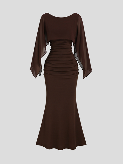 Sweetra Spring Summer Autumn Winter French Elegant Old Money Style Knit & Woven Patchwork Shawl Design Birthday Party Dress Slim Fit Bodycon Mermaid Tail Women's Dress