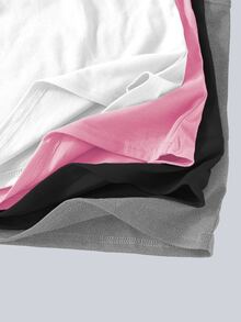 4pcs/Set Girls' Cute Ballet Camisole Tank Top Grey Black Pink White Woven Coordinated Set Suitable For All Seasons School Winter - Multicolor - View 7